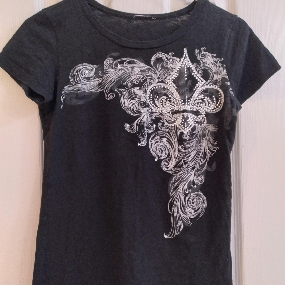 Rock Angel bedazzled black womens t shirt